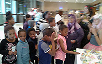 children receiving goody bags