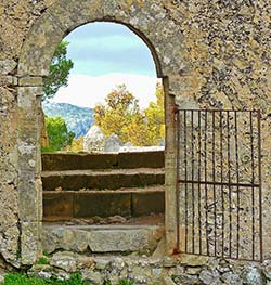 looking through door to vista